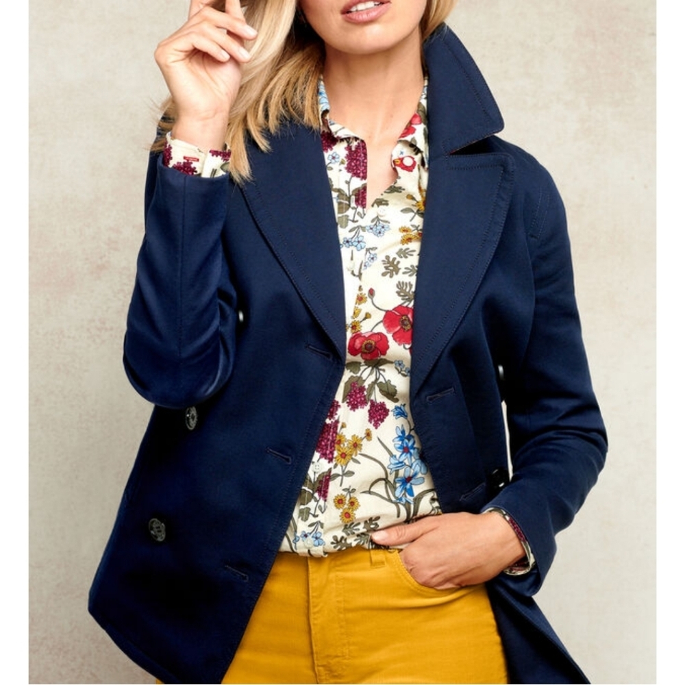 Talbots Tailored Peacoat Jacket Navy Blue Lined Size M Classic Timeless Chic